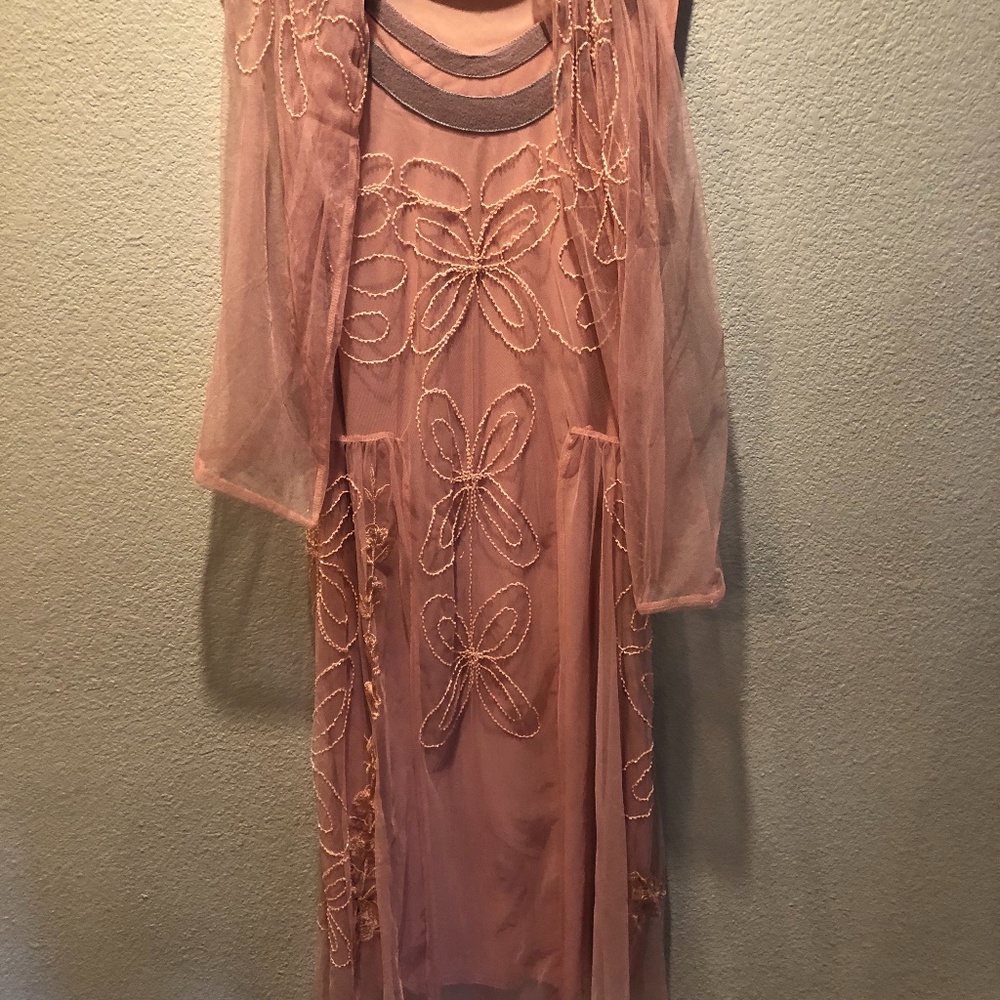 Beaded and toll and beaded dress with scarf